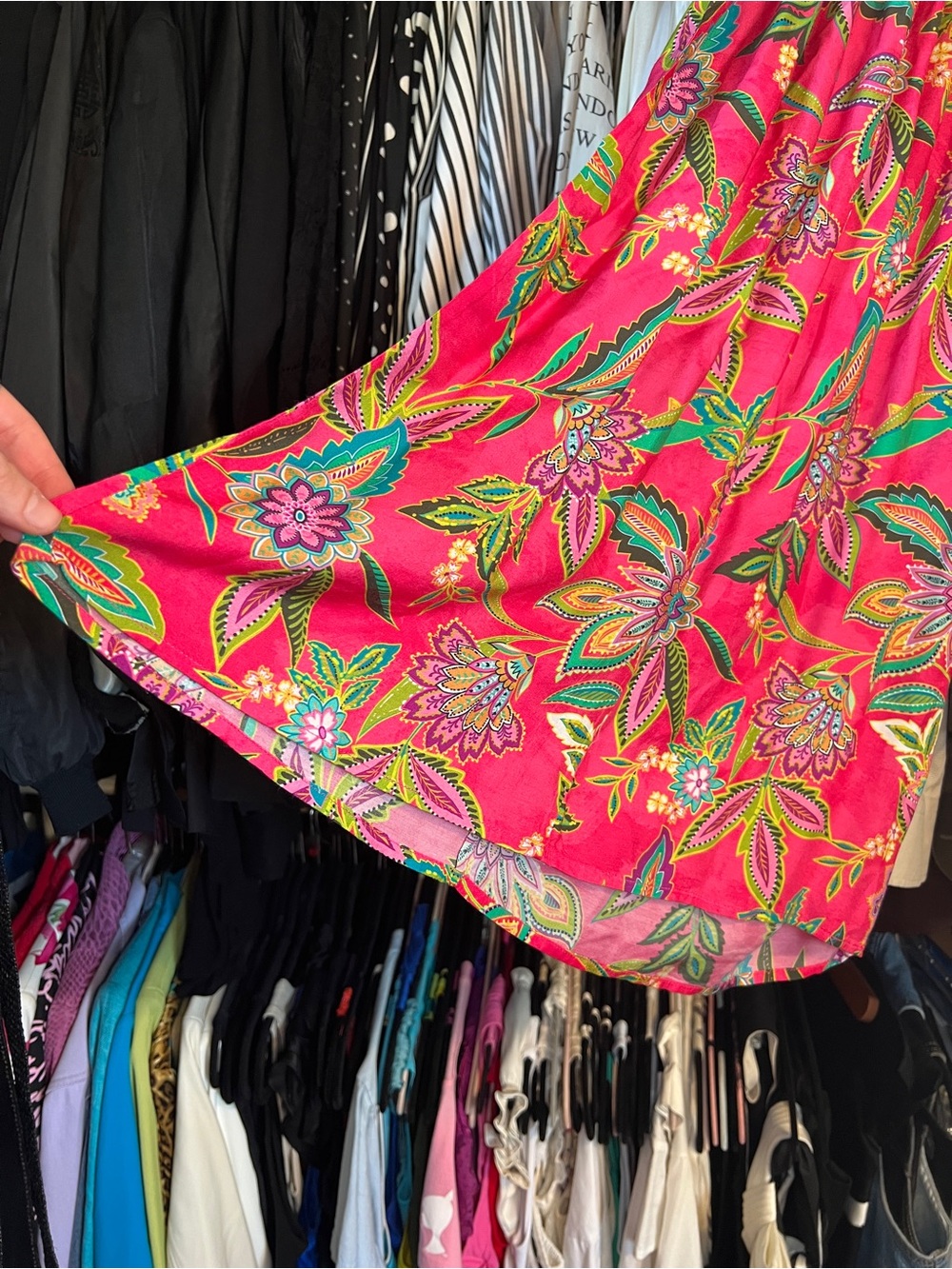 Johnny Was Floral Pink Boho Pants with Waist Tie - Picture 2 of 5